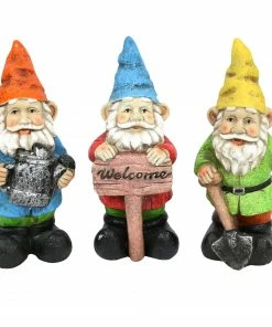 Alpine 10" Assorted Colorful Garden Gnome Statuary - KGD100ABB - Garden Statues & Lawn Ornaments