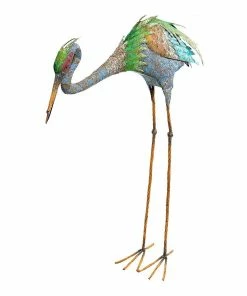 Alpine Crane Metal Statue - HEH210 - Garden Accessories