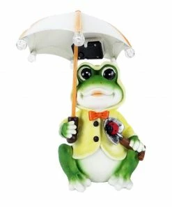 Alpine Solar Yellow Raincoat Frog with Umbrella and LED Lights - SLL2274SLR - Lighting, Torches & Firepits