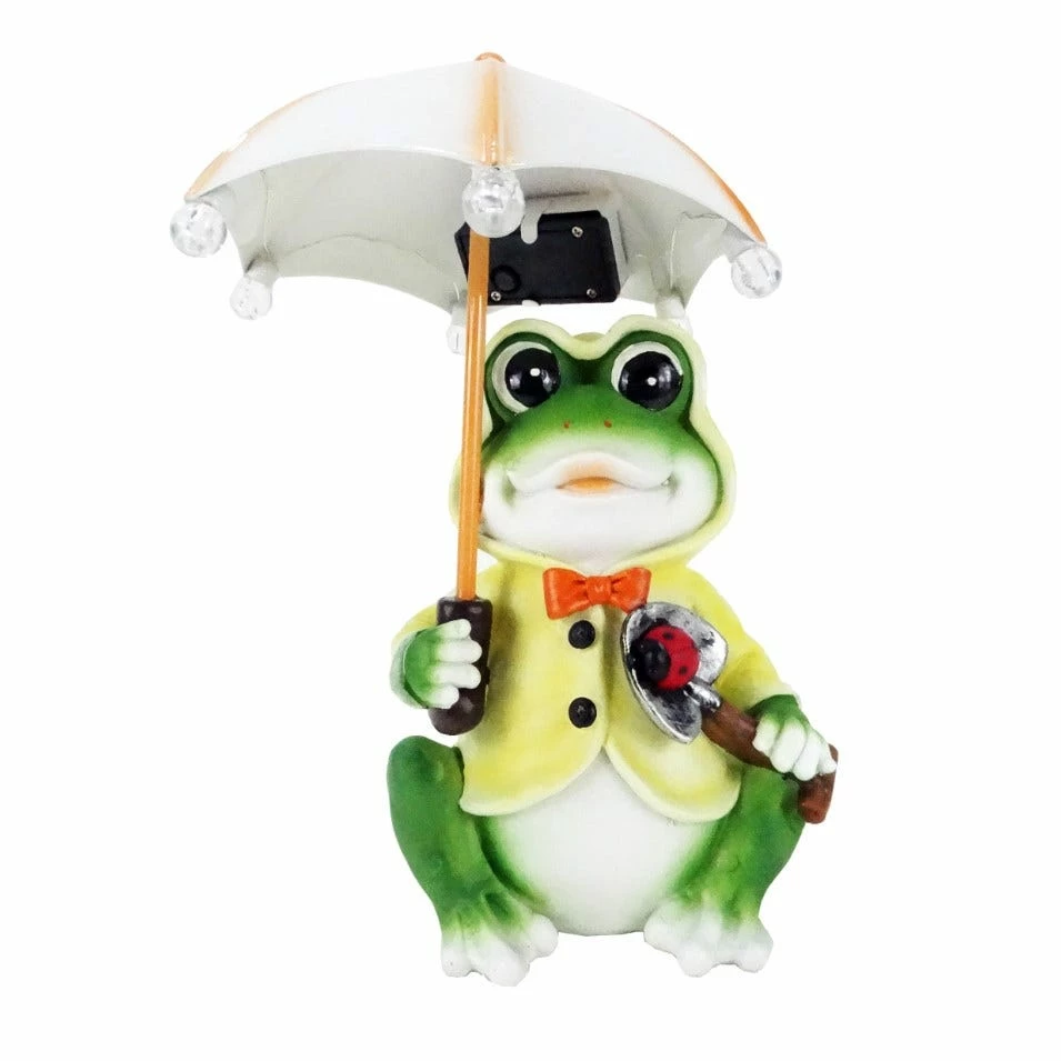 Alpine Solar Yellow Raincoat Frog with Umbrella and LED Lights - SLL2274SLR - Lighting, Torches & Firepits 3 Alpine Solar Yellow Raincoat Frog with Umbrella and LED Lights - SLL2274SLR - Lighting, Torches & Firepits