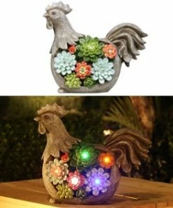 Assorted Alpine Solar Farm Cock Décor Multi Color LED Light SLL1926SLR