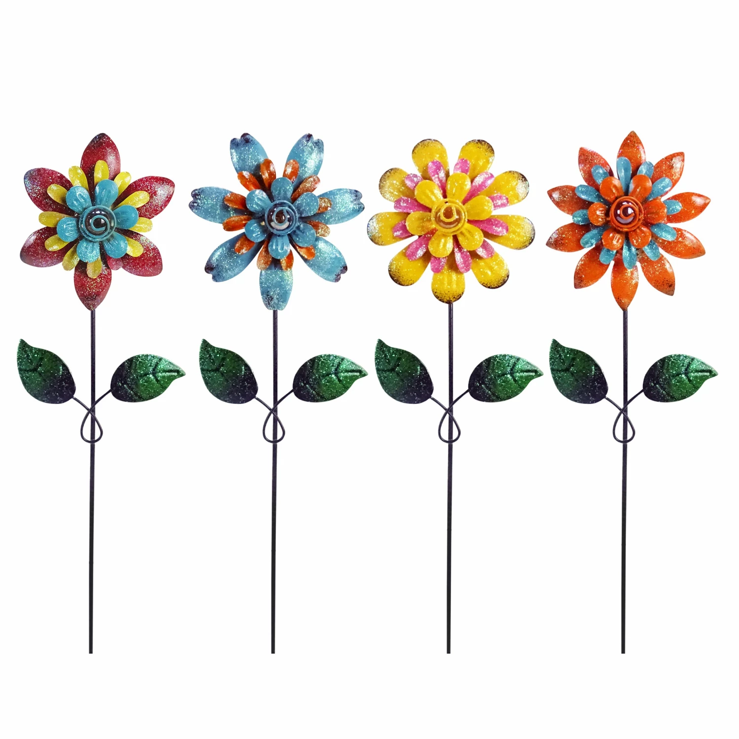 Alpine Retro Metallic Flower Stake - QEL548ABB - Garden Accessories 3 Alpine Retro Metallic Flower Stake - QEL548ABB - Garden Accessories