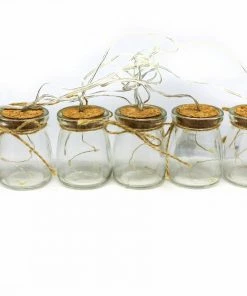 Alpine Clear Glass Jar Light Decor with 3 LED Lights LOM100CL-6 - Solar