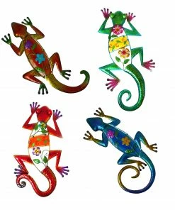 Alpine Assorted Multi-Colored Lizard Wall Décor KIY214A - Solar