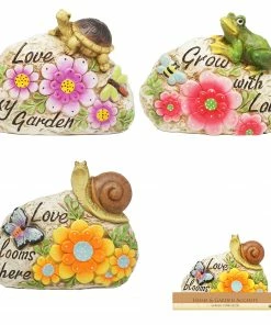 Alpine Assorted Inspirational Animal Garden Stones WQA596ABB - Solar