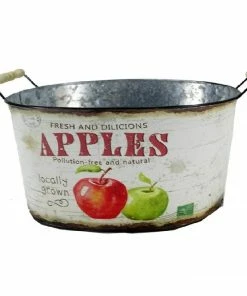Alpine Fresh and Delicious Apples Metal Planter - BKY204AHH - Decorative Planters