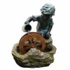 Alpine Bronze Boy with Wheel Fountain USA256 - Solar