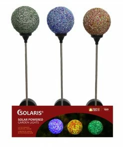 Alpine Assorted Solar Colorful Beads Ball Garden Stakes QLP820ABB