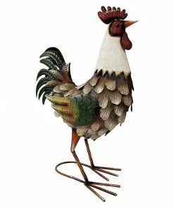 Alpine Red Metal Barnyard Rooster Décor - JJJ386 - Garden Accessories