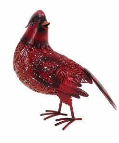Alpine 11" Tall Poise Red Metal Cardinal Bird Décor - JUM426HH - Garden Accessories