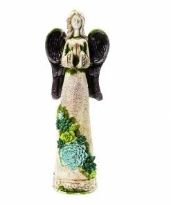 Alpine 25" Praying Statue with Floral Accents - BEH252 - Garden Accessories