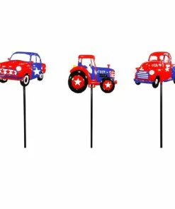 Alpine Solar Patriotic Car LED Stake - SUG344A - Garden Accessories