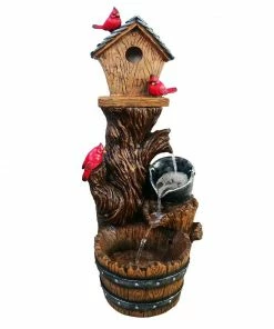 Alpine Cardinal Birdhouse Fountain - ZEN882 - Garden Accessories