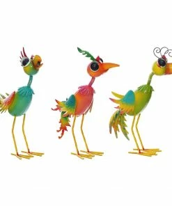 Alpine Multi-Colored Metal Bird Décor - QEL410AHH-L - Garden Accessories