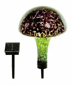 Assorted Alpine Solar Glass Mushroom with 20 LED Lights EGG156SLR - Garden Accessories