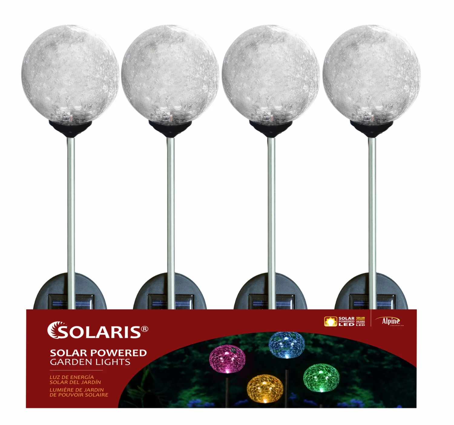 Alpine Assorted Solar Crackle Ball with Color Changing LED Stake GXP158BB-CC 3 Alpine Assorted Solar Crackle Ball with Color Changing LED Stake GXP158BB-CC