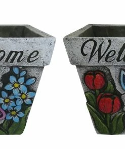 Alpine Assorted Welcome ft Insect Decorative Planter WGG241A - Decorative Planters