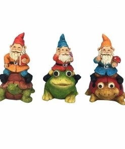 Alpine 6" Assorted Gnomes Riding Animals Statuary - KGD102ABB - Garden Statues & Lawn Ornaments
