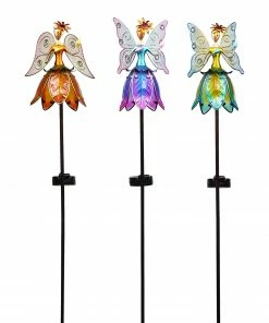 Alpine Assorted Solar Vibrant Fairy Stakes with LED Lights LJJ954A - Garden Accessories