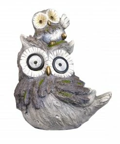 Assorted Alpine Solar Owl and Owlet Garden Statue with LED Lights QWR860SLR