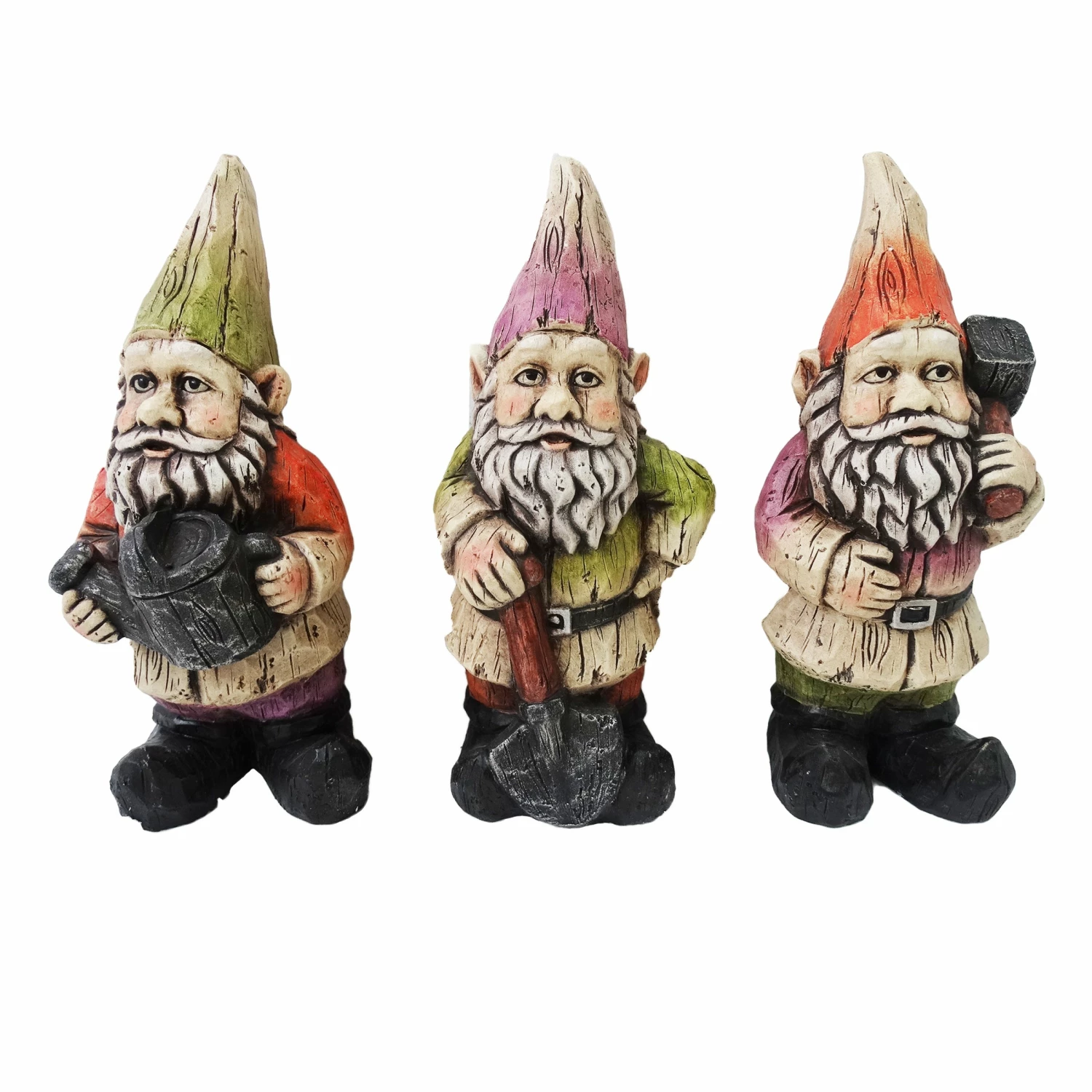 Alpine Assorted Cement Gnome Statues KGD134ABB - Garden Accessories 3 Alpine Assorted Cement Gnome Statues KGD134ABB - Garden Accessories