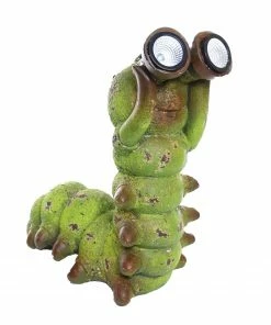 Assorted Alpine Solar Standing Caterpillar with Binoculars Statue FCC120SLR