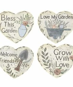 Alpine Welcome Hearts Stepping Stone - WQA1088ABB - Garden Accessories