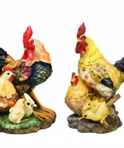 Alpine Assorted Rooster Family Statue ZEN378A - Garden Accessories