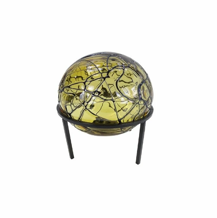 Alpine Solar Yellow Glass Ball with LED Lights & Metal Stand - HTO176A-SLR-YL - Lighting, Torches & Firepits 3 Alpine Solar Yellow Glass Ball with LED Lights & Metal Stand - HTO176A-SLR-YL - Lighting, Torches & Firepits