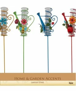 Alpine Assorted Watering Can Rain Gauge Garden Stake JFH650A-16 - Garden Accessories