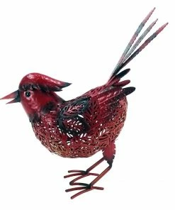 Alpine 13" Tall Red Metal Cardinal Bird Décor - JUM424HH - Garden Accessories