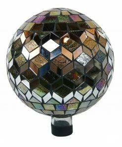 Alpine Silver and Animal Print Mosaic Gazing Globe GRS642 - Solar