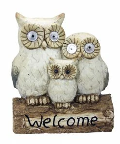 Assorted Alpine Solar Owl Family inch Welcome inch Statue QWR476SLR - Garden Accessories