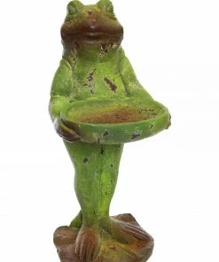 Alpine Frog with Birdbath Statue FCC112 - Bird Houses