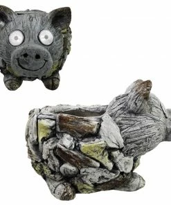 Alpine Solar Pig Planter - QWR1136SLR - Lighting, Torches & Firepits