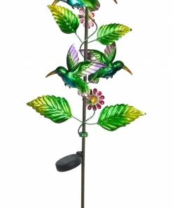 Assorted Alpine Solar Glass Ball with LED Light and Hummingbird Petalled Stake RGG290SLR - Garden Accessories