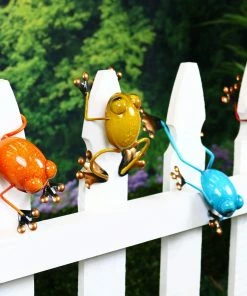Alpine Assorted Multicolor Iron Frogs Fence Decor QEL204AHH - Garden Accessories