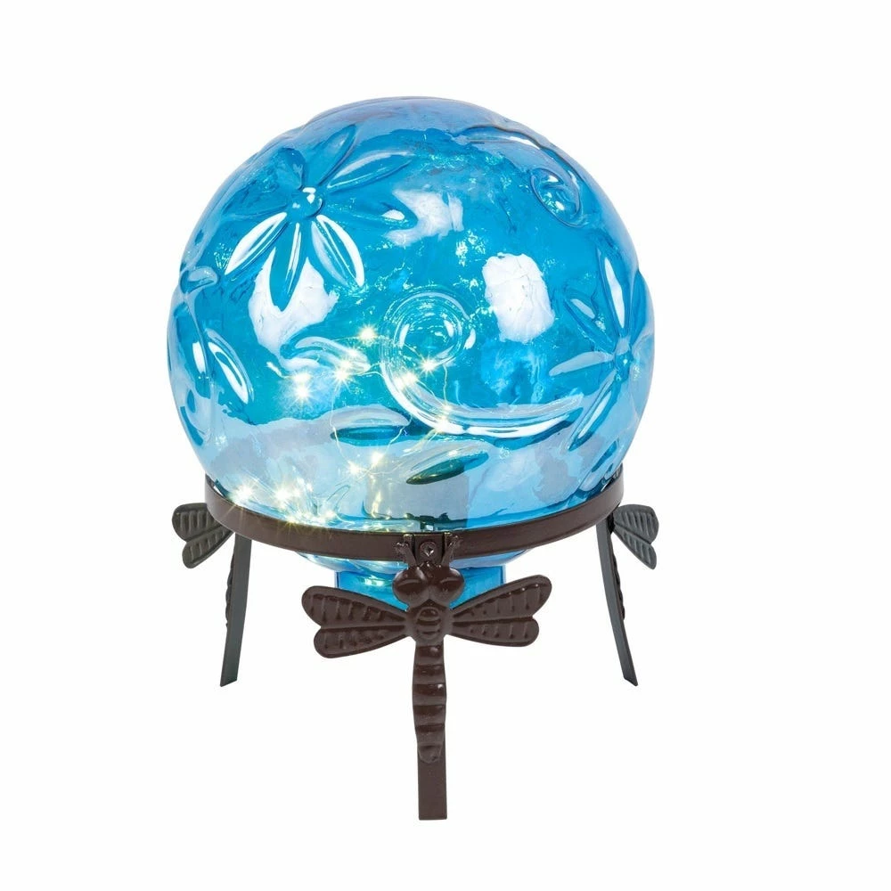 Alpine 10" Pearlized Blue Glass Gazing Globe with Warm White LEDs and Stand - HGY112A-BL - Garden Statues & Lawn Ornaments 3 Alpine 10" Pearlized Blue Glass Gazing Globe with Warm White LEDs and Stand - HGY112A-BL - Garden Statues & Lawn Ornaments