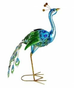 Alpine Solar Garden Peacock Décor with LED Light - SLL2270SLR-HH - Lighting, Torches & Firepits