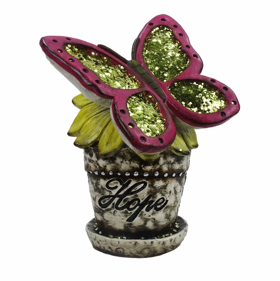 Alpine Glittered Butterfly 'Hope' Flower Pot Statue - WQA1402HH - Garden Accessories 3 Alpine Glittered Butterfly 'Hope' Flower Pot Statue - WQA1402HH - Garden Accessories