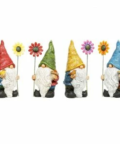 Alpine Gnome With Flower Statue - WQA1380ABB - Garden Accessories