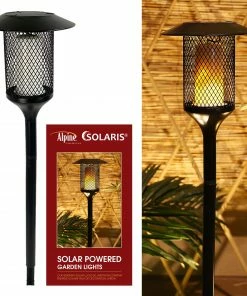 Assorted Alpine Solar Mesh Torch Stake with 96 Yellow Flickering LED Lights QTT490SLR
