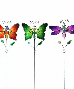 Alpine Assorted Butterfly and Dragonfly Garden Stakes LJJ416A - Solar