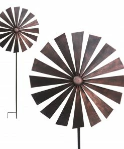 Alpine 72 inch Brown Old Fashion Windmill Garden Stake IFF106L-BR - Garden Accessories
