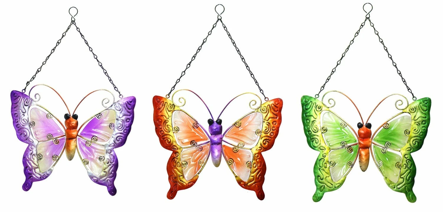 Alpine Assorted Butterfly Hanging Decor QEL166ABB - Garden Accessories 3 Alpine Assorted Butterfly Hanging Decor QEL166ABB - Garden Accessories