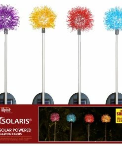 Alpine Assorted Solar Starburst Garden Stake RGG294ABB - Garden Accessories
