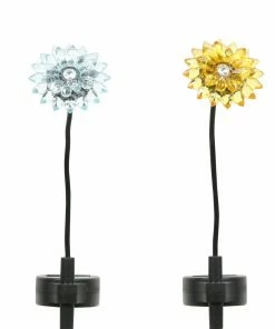 Assorted Alpine Solar Acrylic Chrysanthemum Stake Light QYY100ABB - Garden Accessories