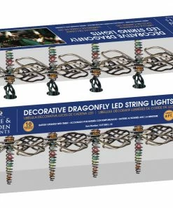 Alpine Wired Dragonflies Long Pin LED String Lights with Timer EUT174-10-TM - Garden Accessories