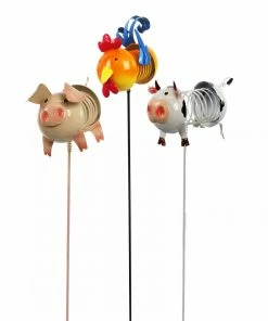 Alpine Assorted Metal Farm Spring Animal Stakes QEL142A - Solar