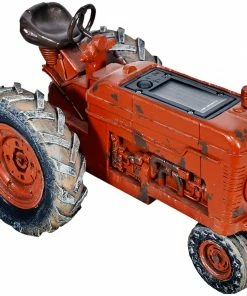 Assorted Alpine Solar Red Farmer Tractor Lantern with Light CFK142SLR-RD - Garden Accessories